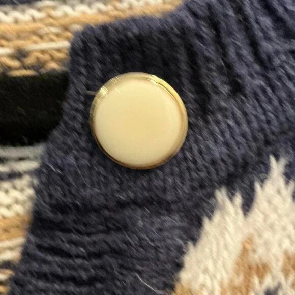 Vintage Birch Bros Fair Isle Cotton Blend Short Sleeve Cardigan Sweater Large - Picture 3 of 4